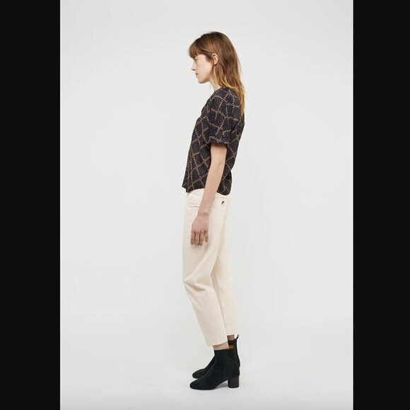 Isabel Marant Étoile Jarvis Voile Black Patterned Short Sleeve Blouse 36 / US S - Picture 2 of 10